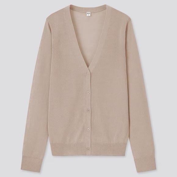 Uniqlo Grey VNeck Longsleeved Sheer Cardigan - Picture 1 of 10